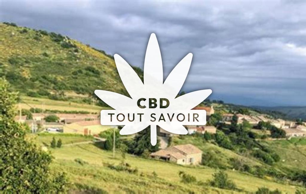 Village à Saint-Cierge-la-Serre avec feuille Cannabis CBD