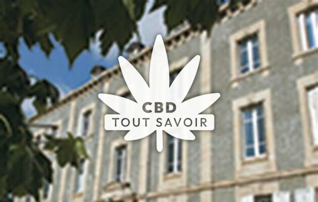 Village à Saint-Georges-les-Bains avec feuille Cannabis CBD