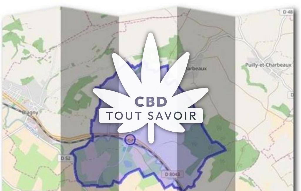 Village à Linay avec feuille Cannabis CBD