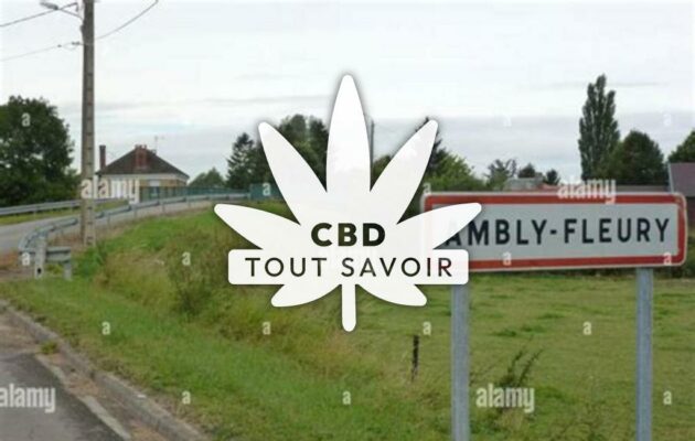 Village à Ambly-Fleury avec feuille Cannabis CBD