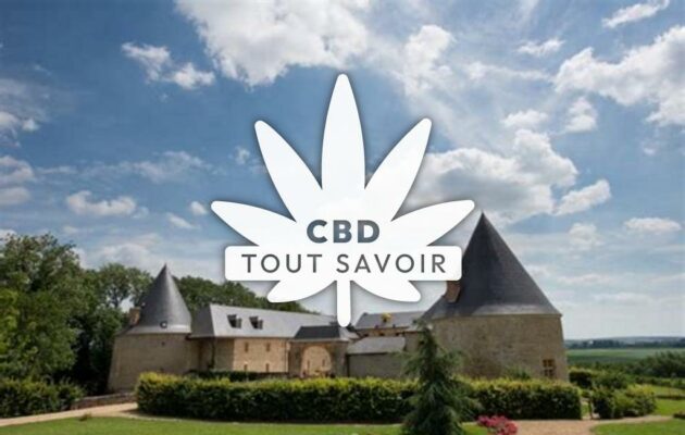 Village à Charbogne avec feuille Cannabis CBD