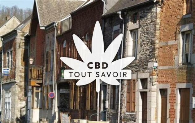 Village à Fumay avec feuille Cannabis CBD