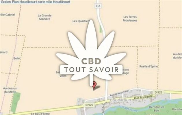 Village à Houdilcourt avec feuille Cannabis CBD