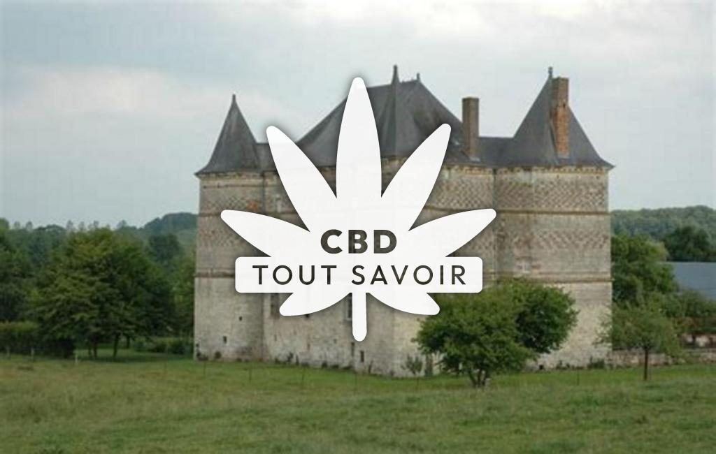 Village à Doumely-Begny avec feuille Cannabis CBD