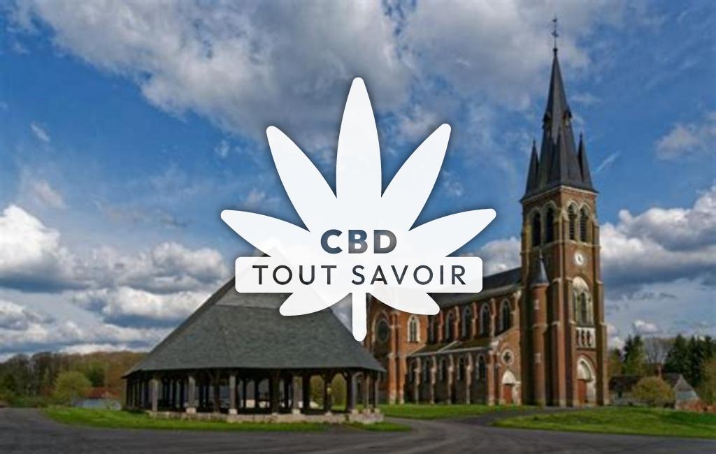 Village à Saint-Jean-aux-Bois avec feuille Cannabis CBD