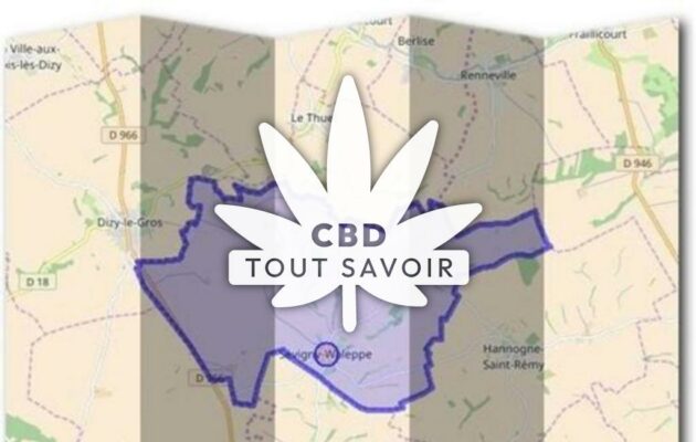 Village à Sevigny-Waleppe avec feuille Cannabis CBD