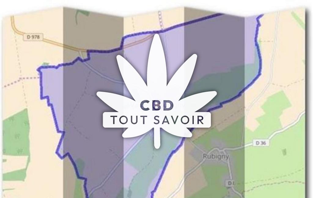 Village à Vaux-les-Rubigny avec feuille Cannabis CBD