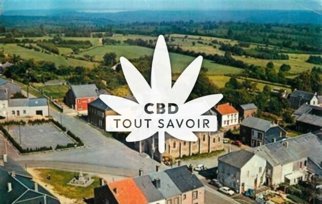 Village à Bourg-Fidele avec feuille Cannabis CBD