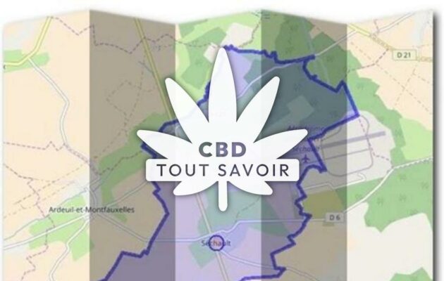 Village à Sechault avec feuille Cannabis CBD