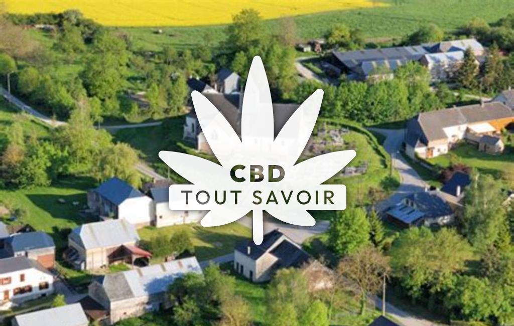 Village à Justine-Herbigny avec feuille Cannabis CBD