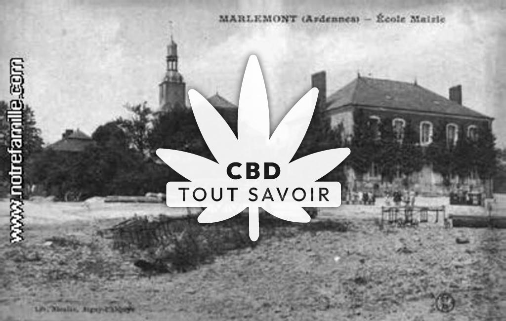 Village à Marlemont avec feuille Cannabis CBD