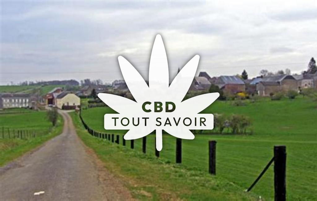 Village à Prez avec feuille Cannabis CBD