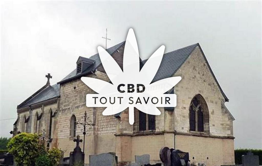 Village à Bergnicourt avec feuille Cannabis CBD