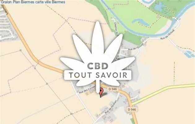 Village à Biermes avec feuille Cannabis CBD