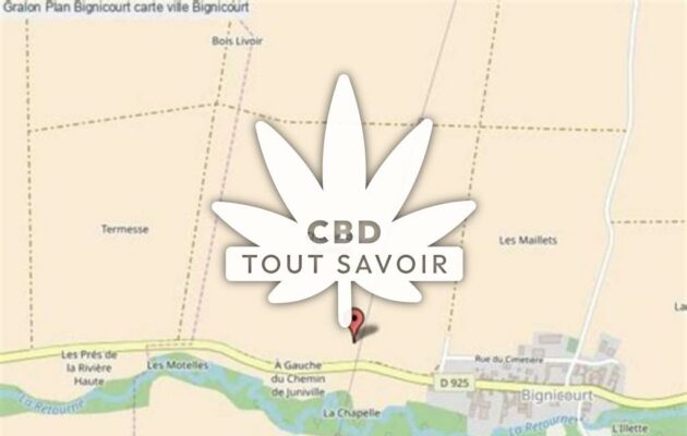 Village à Bignicourt avec feuille Cannabis CBD