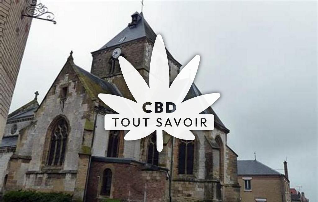 Village à La-Neuville-en-Tourne-A-Fuy avec feuille Cannabis CBD