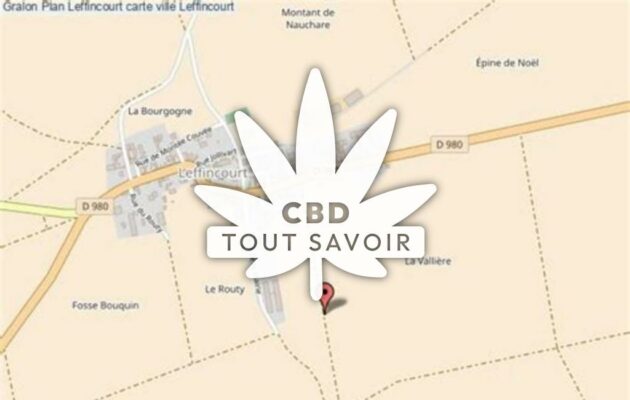 Village à Leffincourt avec feuille Cannabis CBD