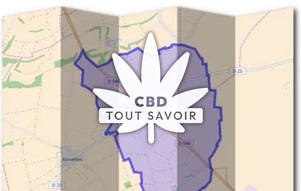 Village à Menil-Annelles avec feuille Cannabis CBD