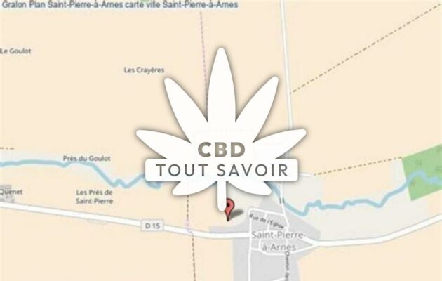 Village à Saint-Pierre-A-Arnes avec feuille Cannabis CBD