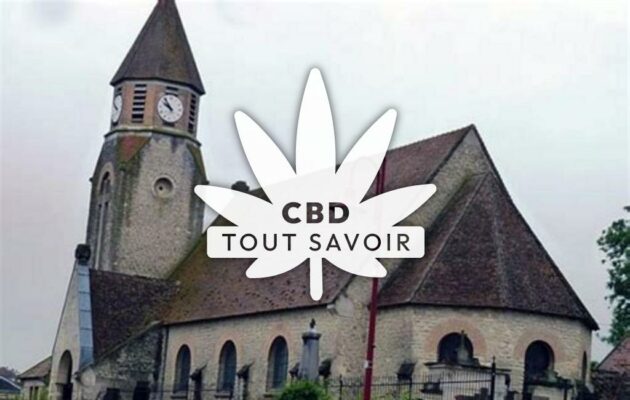 Village à Aussonce avec feuille Cannabis CBD