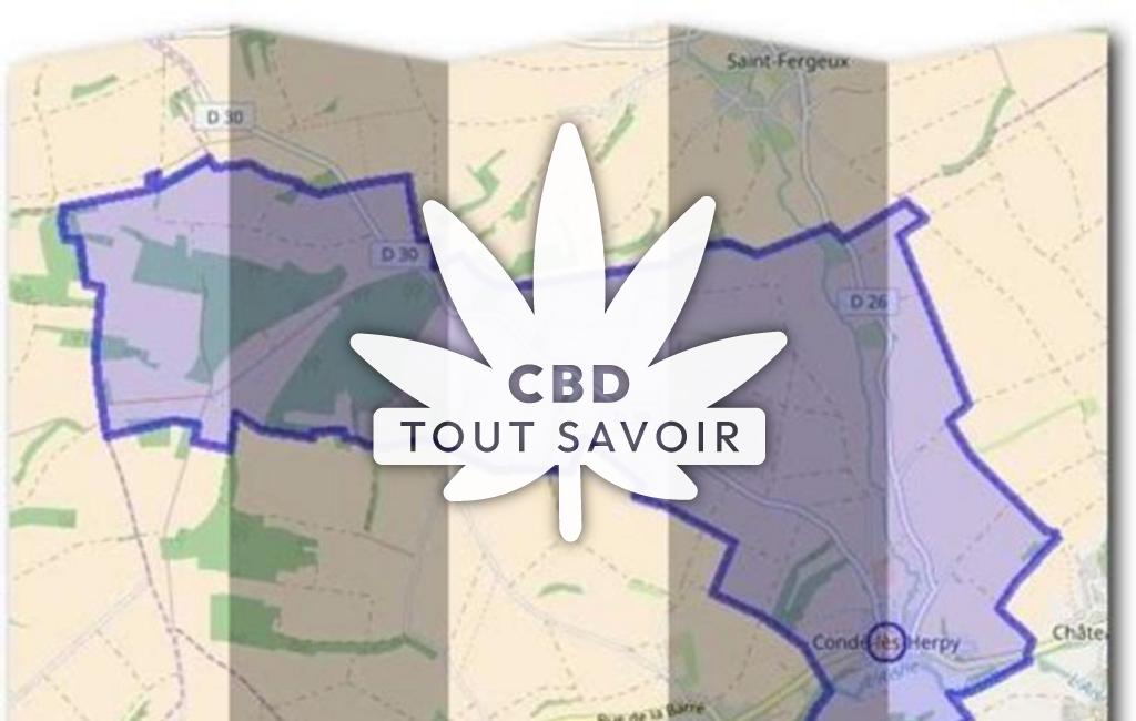 Village à Conde-les-Herpy avec feuille Cannabis CBD