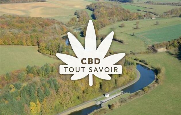 Village à Montgon avec feuille Cannabis CBD