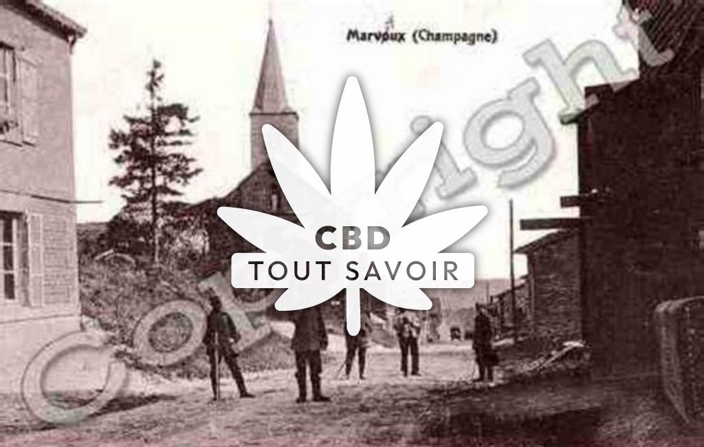 Village à Marvaux-Vieux avec feuille Cannabis CBD