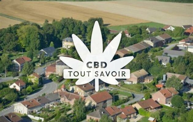 Village à Saint-Morel avec feuille Cannabis CBD