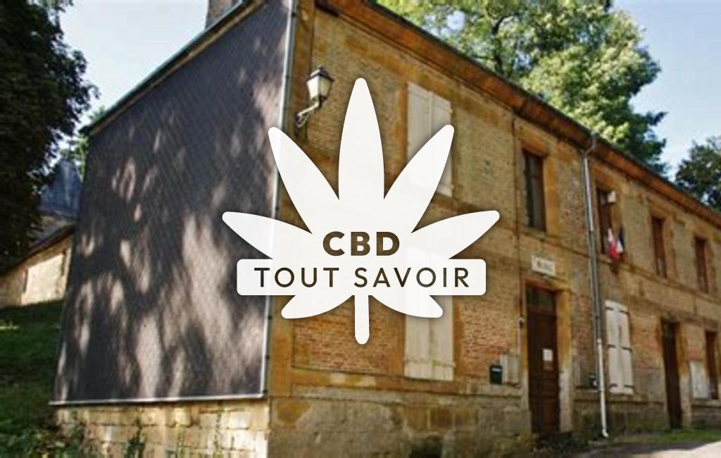 Village à Omont avec feuille Cannabis CBD