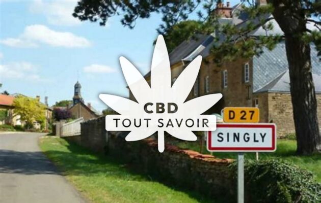 Village à Singly avec feuille Cannabis CBD