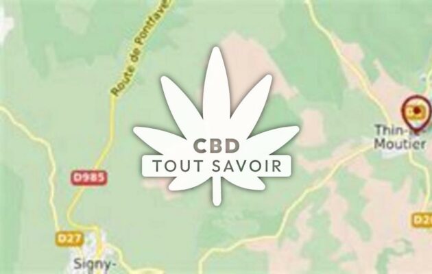 Village à Thin-le-Moutier avec feuille Cannabis CBD