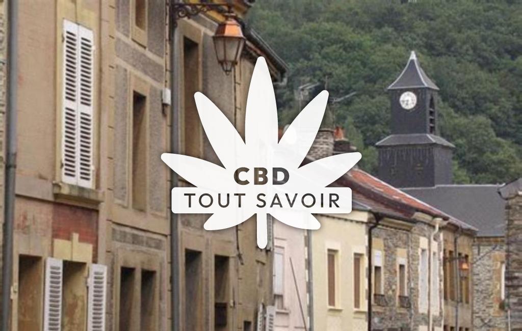 Village à Montherme avec feuille Cannabis CBD