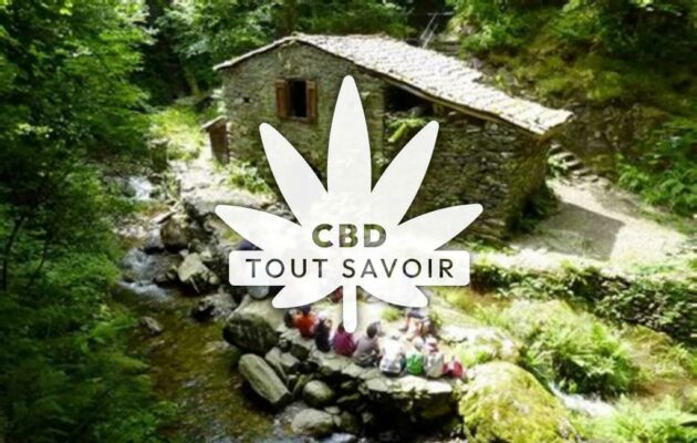 Village à Burret avec feuille Cannabis CBD