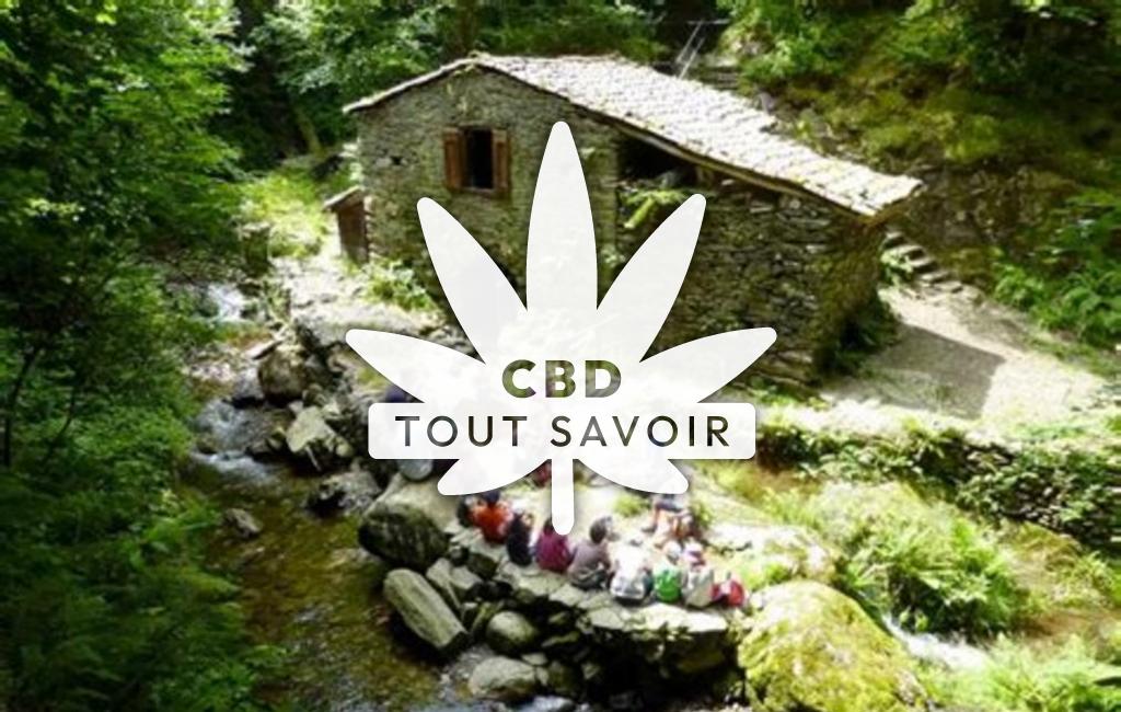 Village à Burret avec feuille Cannabis CBD