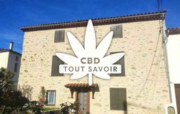 Village à Ferrieres-sur-Ariege avec feuille Cannabis CBD