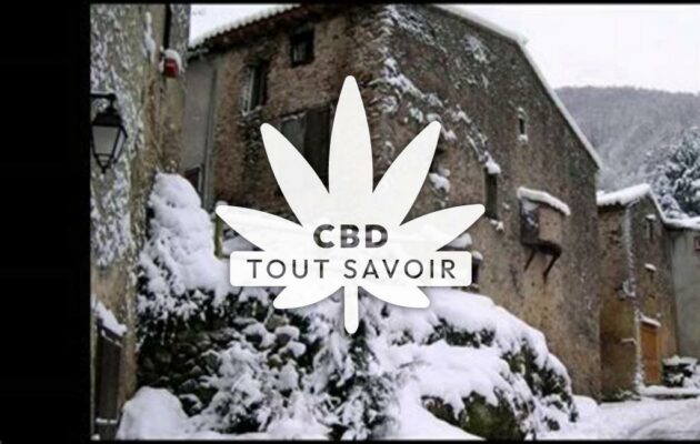 Village à Prayols avec feuille Cannabis CBD