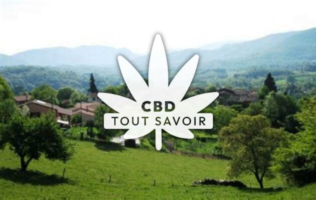 Village à Serres-sur-Arget avec feuille Cannabis CBD