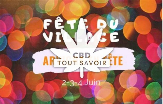 Village à Arvigna avec feuille Cannabis CBD