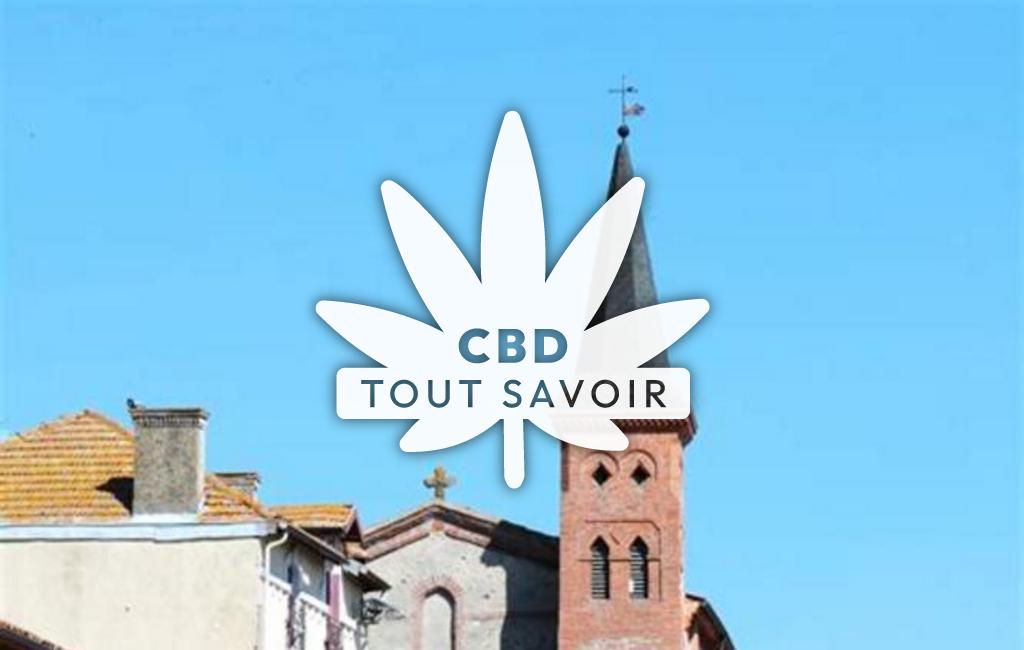 Village à La-Tour-du-Crieu avec feuille Cannabis CBD