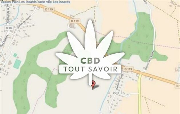 Village à Les-Issards avec feuille Cannabis CBD