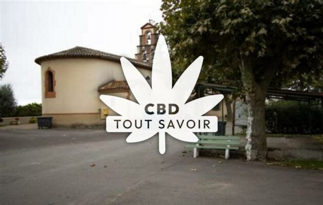 Village à Lescousse avec feuille Cannabis CBD