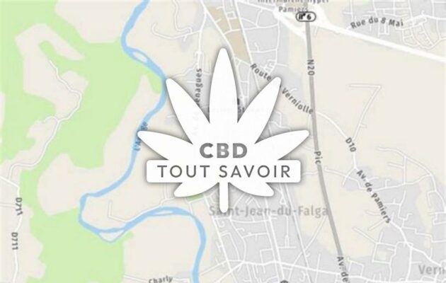 Village à Saint-Jean-du-Falga avec feuille Cannabis CBD