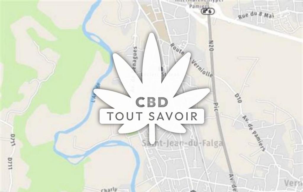 Village à Saint-Jean-du-Falga avec feuille Cannabis CBD