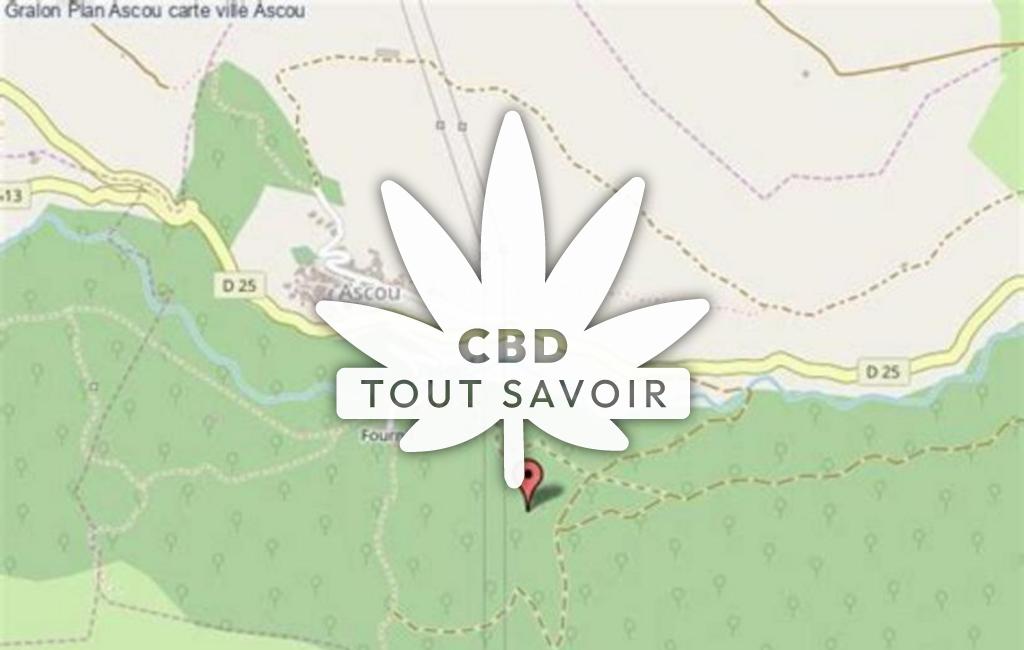 Village à Ascou avec feuille Cannabis CBD