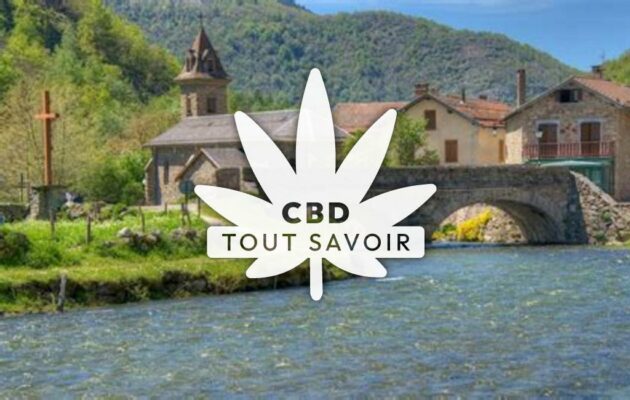 Village à Orgeix avec feuille Cannabis CBD