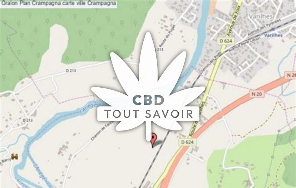 Village à Crampagna avec feuille Cannabis CBD