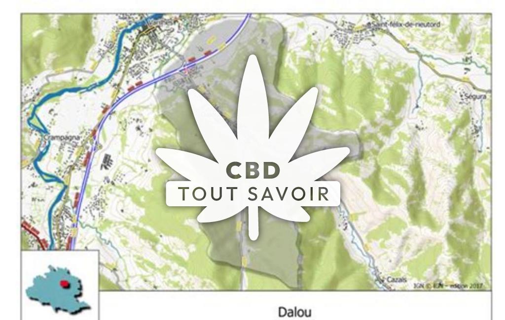 Village à Dalou avec feuille Cannabis CBD