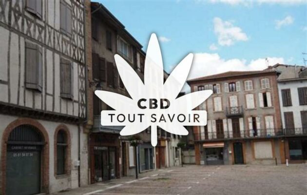 Village à Saint-Felix-de-Rieutord avec feuille Cannabis CBD