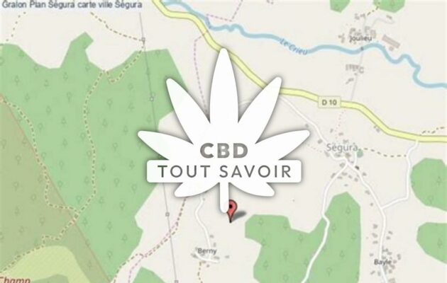 Village à Segura avec feuille Cannabis CBD