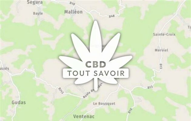 Village à Ventenac avec feuille Cannabis CBD